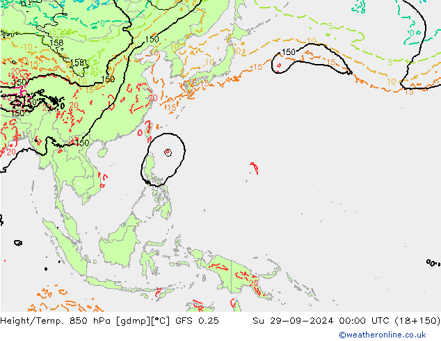 Z500/Yağmur (+YB)/Z850 GFS 0.25 Paz 29.09.2024 00 UTC