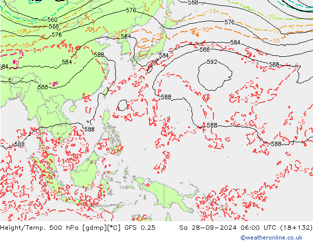 Z500/Rain (+SLP)/Z850 GFS 0.25  28.09.2024 06 UTC