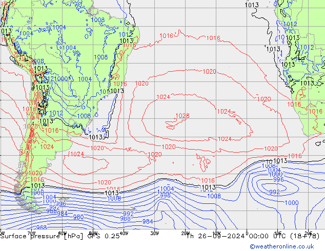 GFS 0.25: Qui 26.09.2024 00 UTC