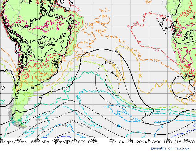 Z500/Rain (+SLP)/Z850 GFS 0.25 Fr 04.10.2024 18 UTC