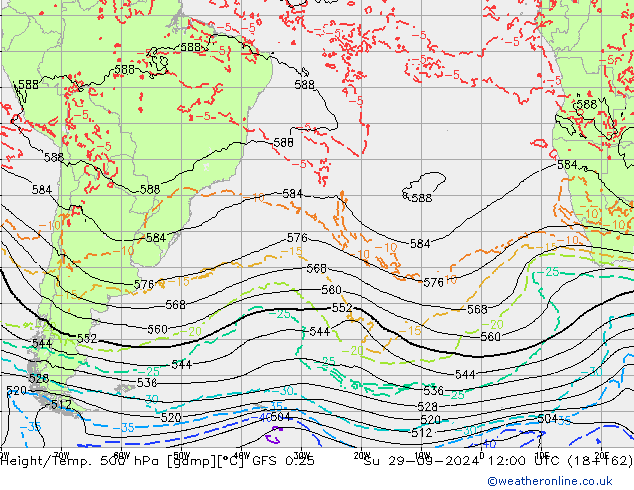 Z500/Rain (+SLP)/Z850 GFS 0.25 Вс 29.09.2024 12 UTC