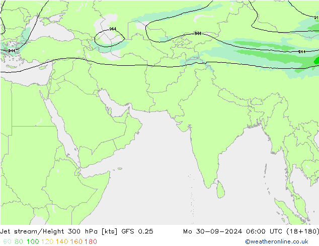 Corrente a getto GFS 0.25 lun 30.09.2024 06 UTC