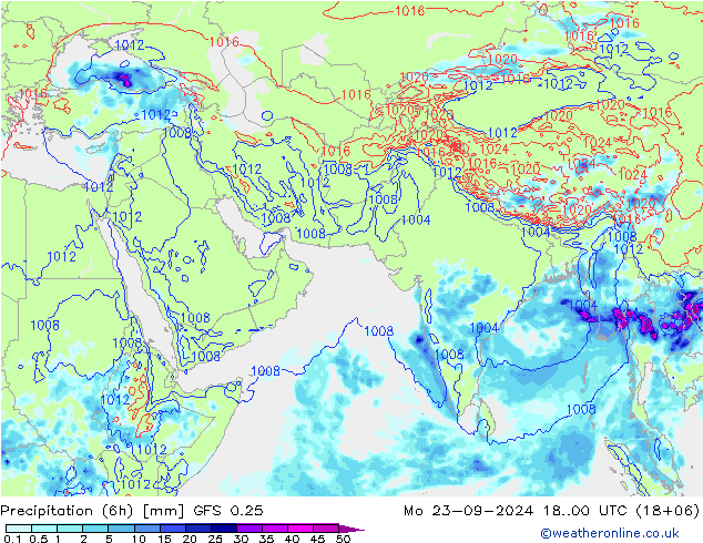 Z500/Rain (+SLP)/Z850 GFS 0.25 lun 23.09.2024 00 UTC