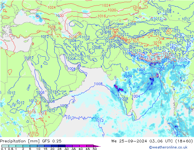 Precipitation GFS 0.25 We 25.09.2024 06 UTC