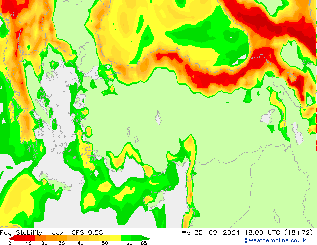 Fog Stability Index GFS 0.25 mié 25.09.2024 18 UTC