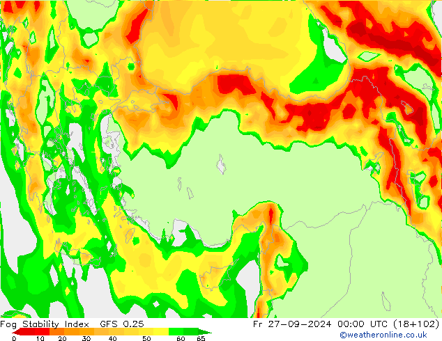 Fog Stability Index GFS 0.25 vr 27.09.2024 00 UTC