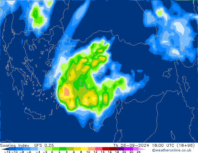 Soaring Index GFS 0.25 Čt 26.09.2024 18 UTC