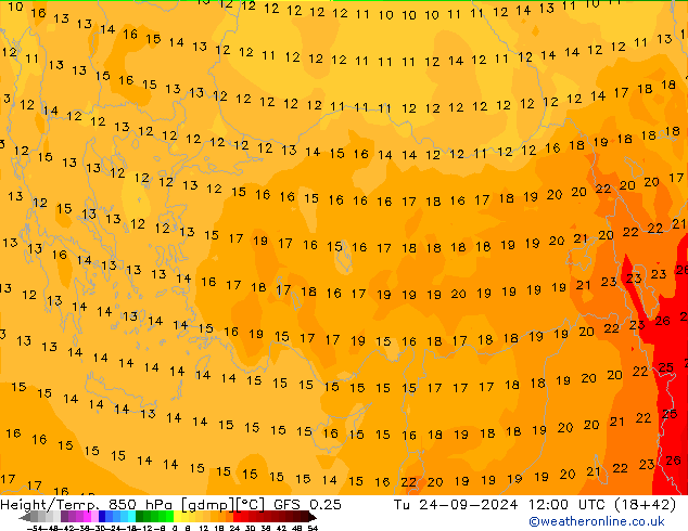 Z500/Rain (+SLP)/Z850 GFS 0.25 Tu 24.09.2024 12 UTC