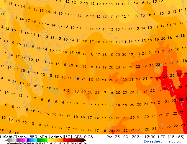 Z500/Rain (+SLP)/Z850 GFS 0.25 mer 25.09.2024 12 UTC