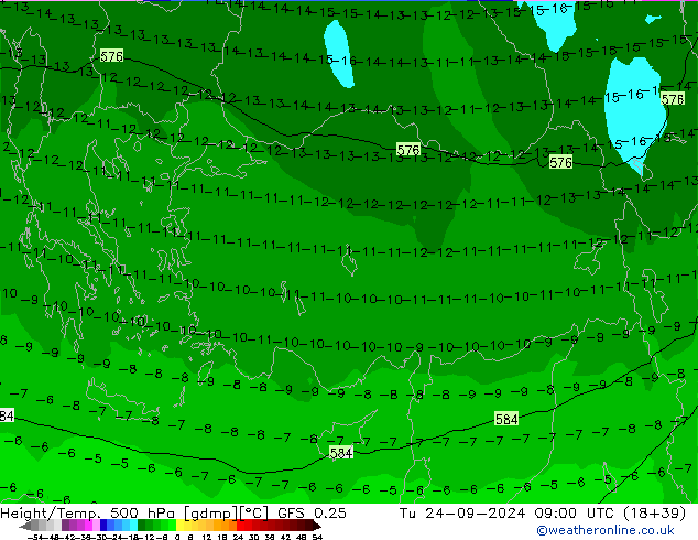 Z500/Rain (+SLP)/Z850 GFS 0.25 Tu 24.09.2024 09 UTC