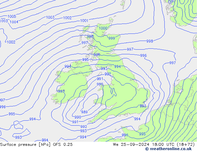 GFS 0.25: St 25.09.2024 18 UTC