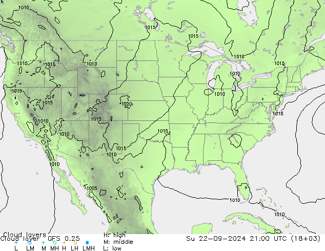 Cloud layer GFS 0.25 Su 22.09.2024 21 UTC