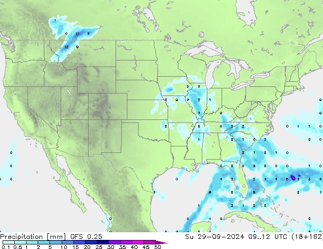 Precipitation GFS 0.25 Su 29.09.2024 12 UTC