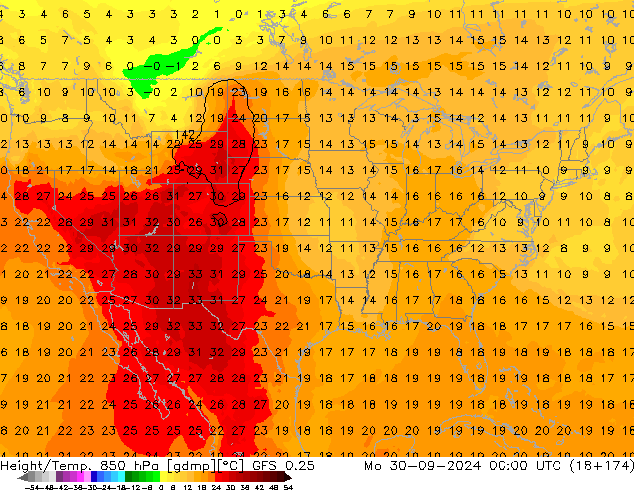 Z500/Rain (+SLP)/Z850 GFS 0.25  30.09.2024 00 UTC