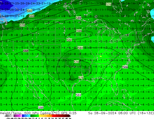 Z500/Yağmur (+YB)/Z850 GFS 0.25 Cts 28.09.2024 06 UTC