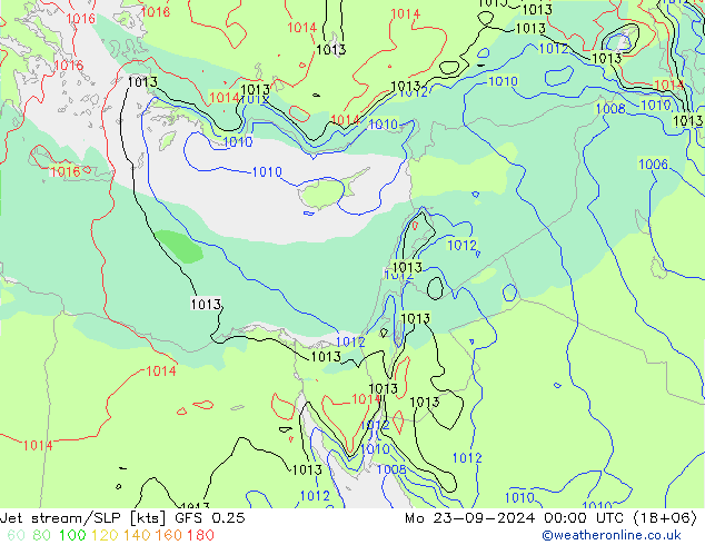 Courant-jet GFS 0.25 lun 23.09.2024 00 UTC