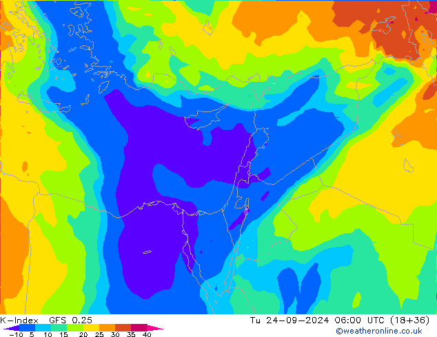 K-Index GFS 0.25 вт 24.09.2024 06 UTC