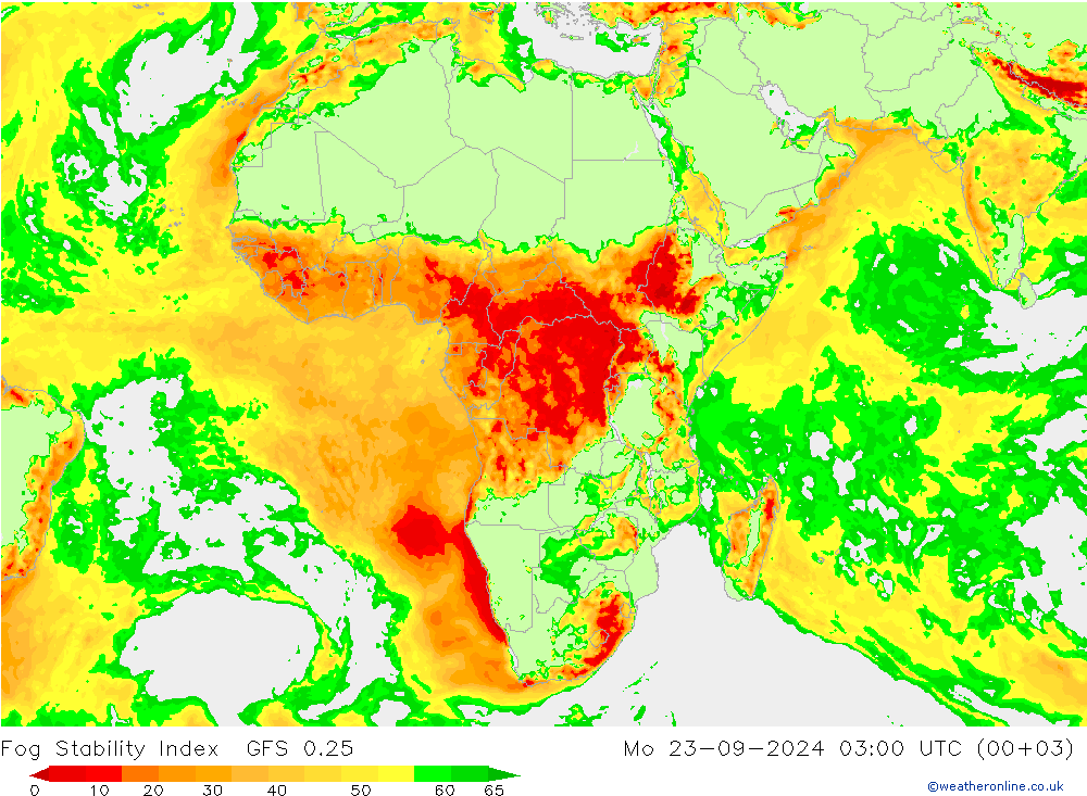 Fog Stability Index GFS 0.25 Mo 23.09.2024 03 UTC