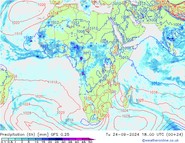 Z500/Rain (+SLP)/Z850 GFS 0.25 Di 24.09.2024 00 UTC