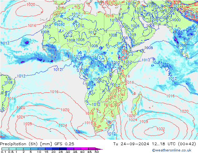 Z500/Rain (+SLP)/Z850 GFS 0.25 mar 24.09.2024 18 UTC