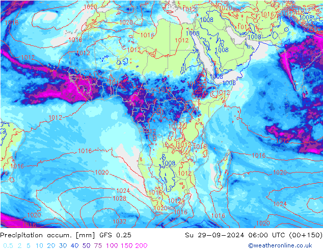 Précipitation accum. GFS 0.25 dim 29.09.2024 06 UTC