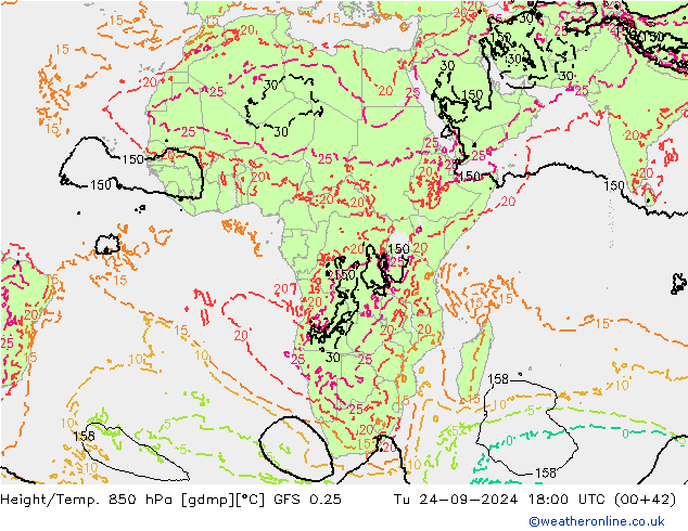 Z500/Rain (+SLP)/Z850 GFS 0.25 Di 24.09.2024 18 UTC