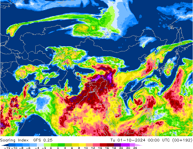 Soaring Index GFS 0.25 Tu 01.10.2024 00 UTC