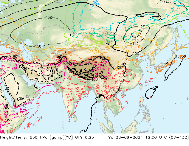 Z500/Regen(+SLP)/Z850 GFS 0.25 za 28.09.2024 12 UTC