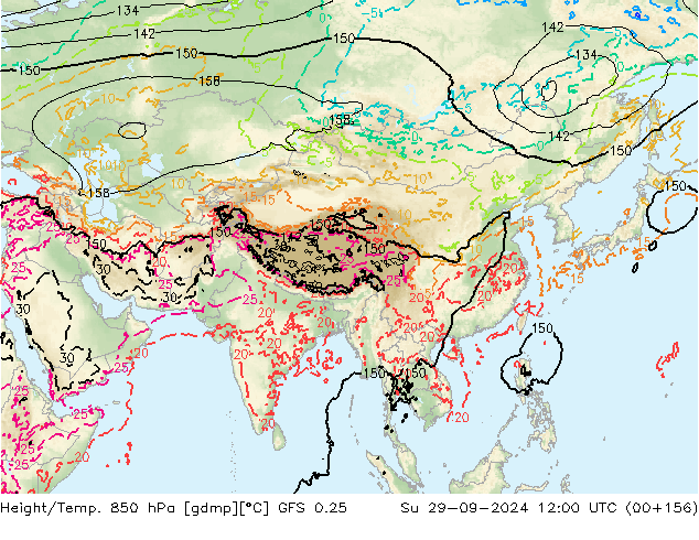 Z500/Regen(+SLP)/Z850 GFS 0.25 zo 29.09.2024 12 UTC