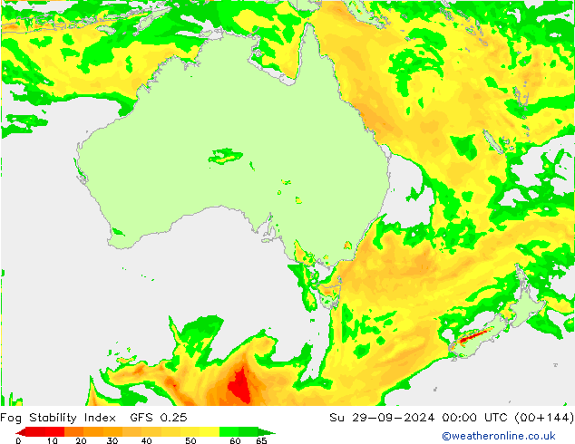 Fog Stability Index GFS 0.25 dim 29.09.2024 00 UTC