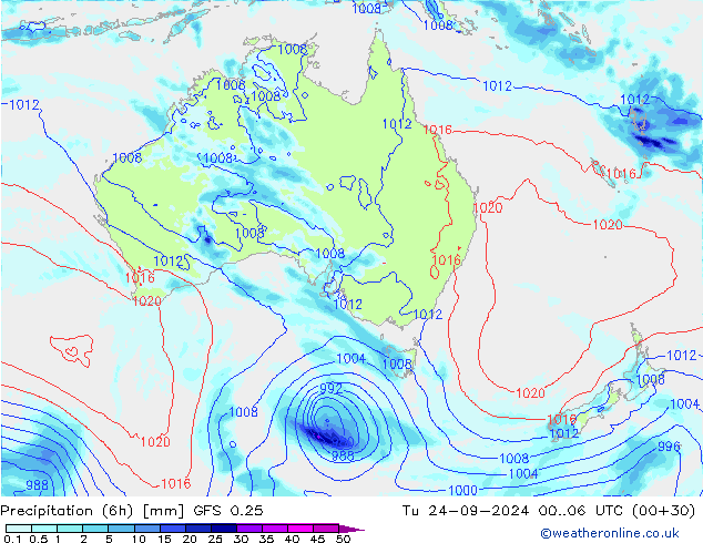 Z500/Yağmur (+YB)/Z850 GFS 0.25 Sa 24.09.2024 06 UTC