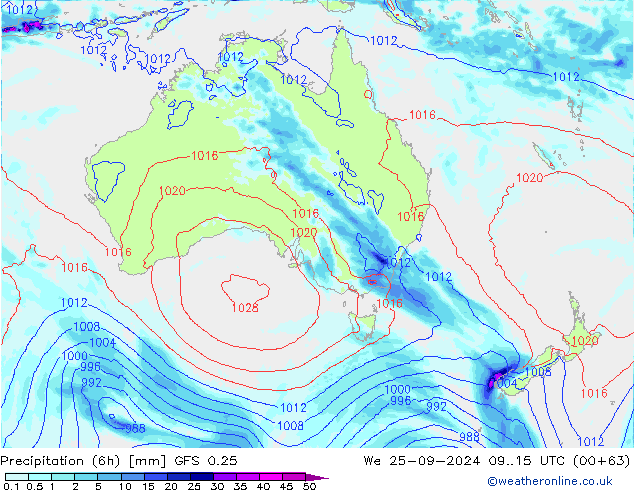 Z500/Rain (+SLP)/Z850 GFS 0.25 We 25.09.2024 15 UTC