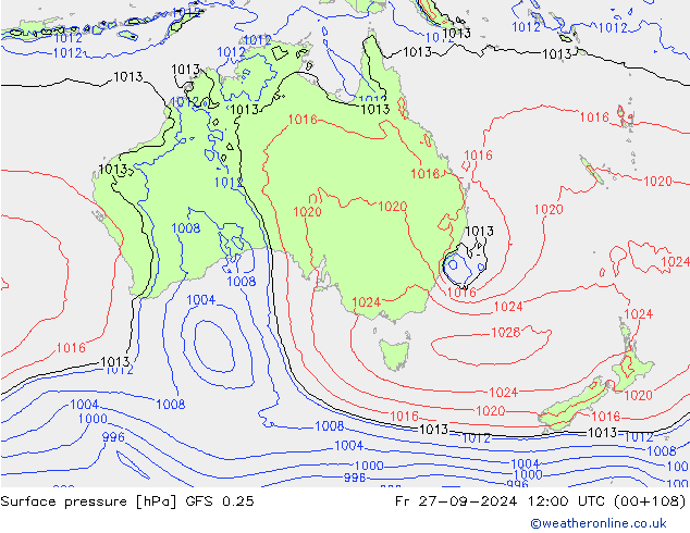 GFS 0.25: Pá 27.09.2024 12 UTC