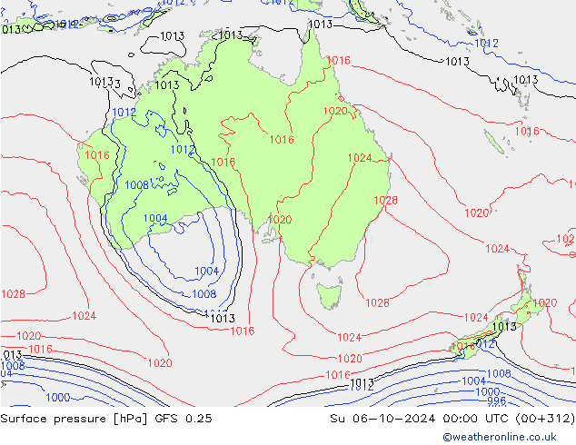 GFS 0.25: Paz 06.10.2024 00 UTC