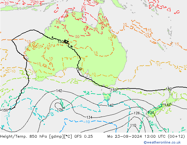 Z500/Rain (+SLP)/Z850 GFS 0.25 Mo 23.09.2024 12 UTC