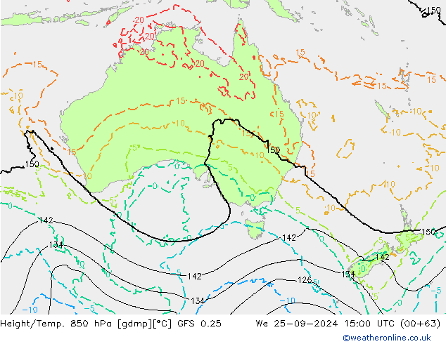 Z500/Rain (+SLP)/Z850 GFS 0.25 Qua 25.09.2024 15 UTC