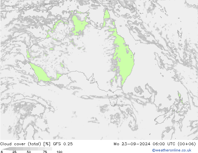 облака (сумма) GFS 0.25 пн 23.09.2024 06 UTC