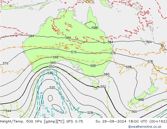 Z500/Rain (+SLP)/Z850 GFS 0.25 Su 29.09.2024 18 UTC