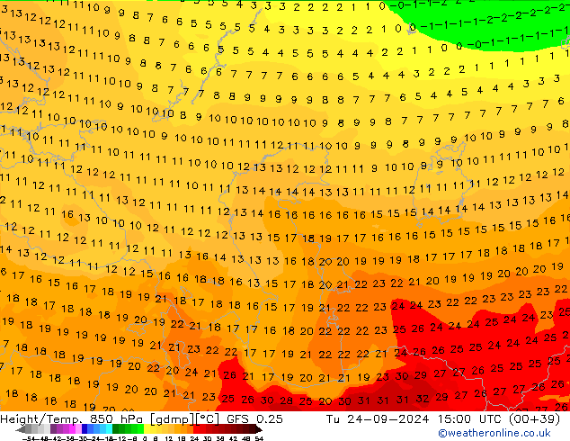 Z500/Rain (+SLP)/Z850 GFS 0.25 Tu 24.09.2024 15 UTC