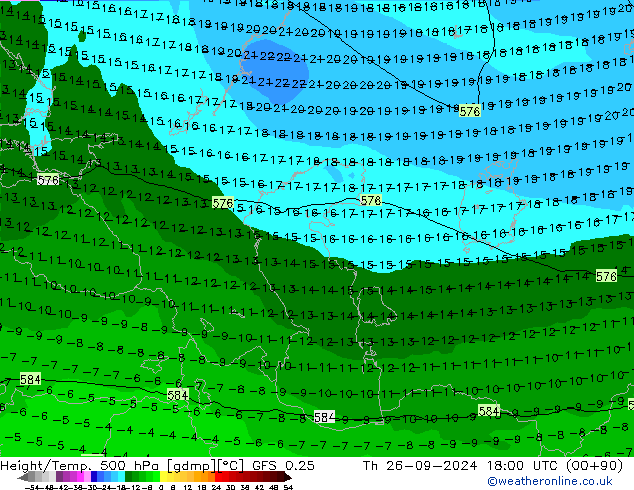 Z500/Rain (+SLP)/Z850 GFS 0.25 jue 26.09.2024 18 UTC