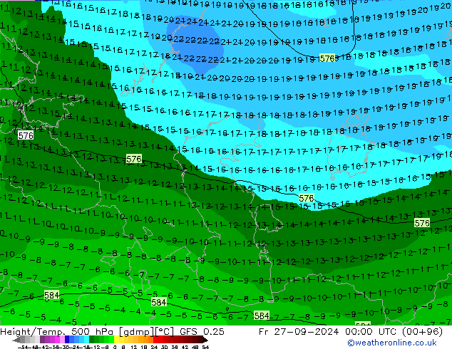 Z500/Rain (+SLP)/Z850 GFS 0.25 Sex 27.09.2024 00 UTC