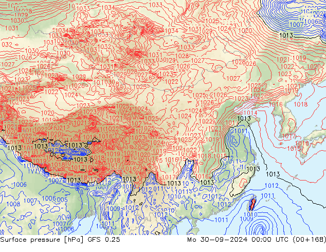 GFS 0.25: 星期一 30.09.2024 00 UTC