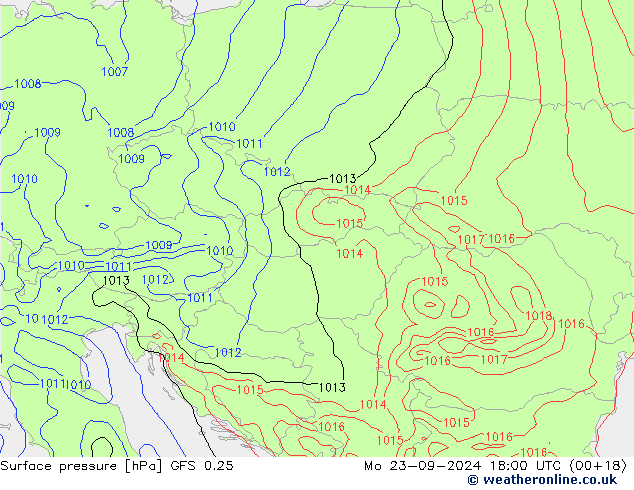 GFS 0.25: pon. 23.09.2024 18 UTC