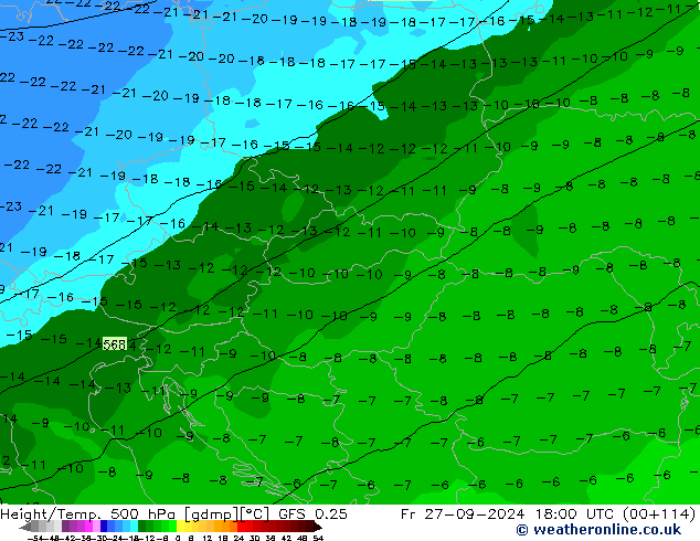 Z500/Regen(+SLP)/Z850 GFS 0.25 vr 27.09.2024 18 UTC