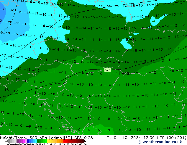 Z500/Rain (+SLP)/Z850 GFS 0.25 Di 01.10.2024 12 UTC