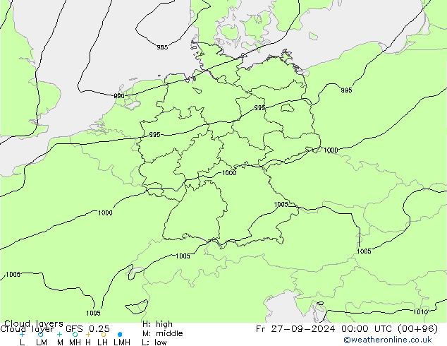 Cloud layer GFS 0.25 Fr 27.09.2024 00 UTC