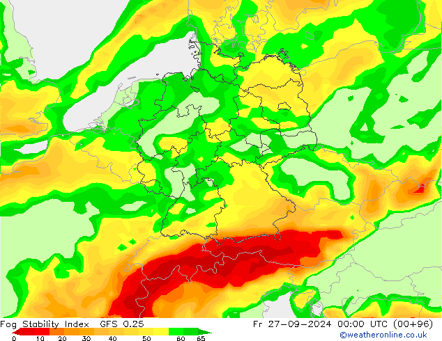 Fog Stability Index GFS 0.25 ven 27.09.2024 00 UTC