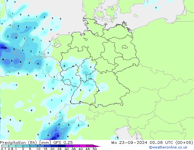 Z500/Rain (+SLP)/Z850 GFS 0.25  23.09.2024 06 UTC