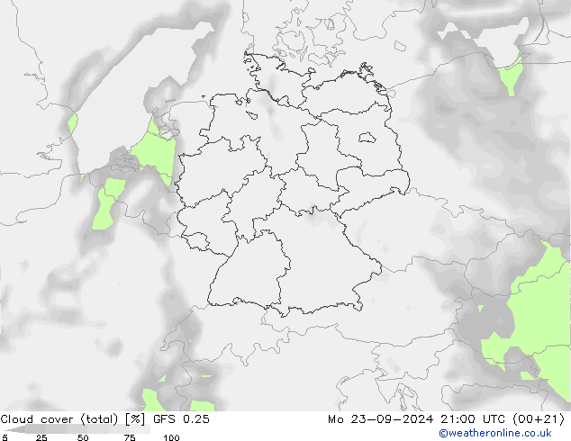 云 (总) GFS 0.25 星期一 23.09.2024 21 UTC