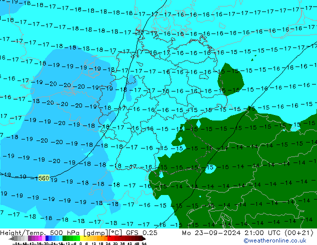 Z500/Rain (+SLP)/Z850 GFS 0.25 Mo 23.09.2024 21 UTC